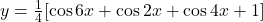 y =\frac{1}{4}[\cos 6x + \cos 2x + \cos 4x + 1]