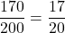 \dfrac{170}{200} = \dfrac{17}{20}