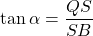 \tan \alpha = \dfrac{QS}{SB}