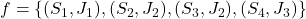 f = \{(S_1, J_1), (S_2, J_2), (S_3,J_2), (S_4, J_3)\}