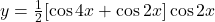 y =\frac{1}{2}[\cos 4x + \cos 2x]\cos 2x