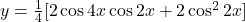 y =\frac{1}{4}[2\cos 4x\cos 2x + 2\cos^2 2x]