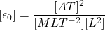 [\epsilon _0] = \dfrac{[AT]^2}{[MLT^{-2}][L^2]}