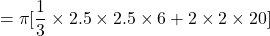 = \pi [\dfrac{1}{3}\times 2.5 \times 2.5 \times 6 + 2 \times 2 \times 20]