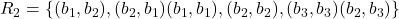 R_2 = \{(b_1, b_2), (b_2, b_1) (b_1, b_1), (b_2, b_2), (b_3, b_3) (b_2, b_3)\}